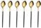 WANAONE 6pcs Tea Spoon Set, Black and Gold Plating Mini Teaspoons for Dessert, Cake, Ice Cream (5.04 * 1.14inch)