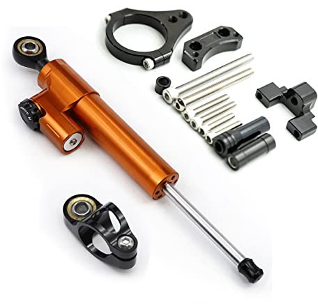 Passend für Kugoo G-Booster, Scooter, Lenkungsdämpfer, CNC-Motorrad-Stabilisator, Lenkungsdämpfer, 50 mm, Klemmhalterung, Halterung, Set, Orange