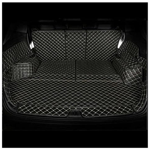 Auto Leder Kofferraummatte 5 Sitze 7 Sitze Kofferraummatte Schutzzubehör Für Skoda Für Kodiaq 2017 2018 2019 2020 2021 Kofferraum Schutzmatte (Color : Black A 7 Seats)