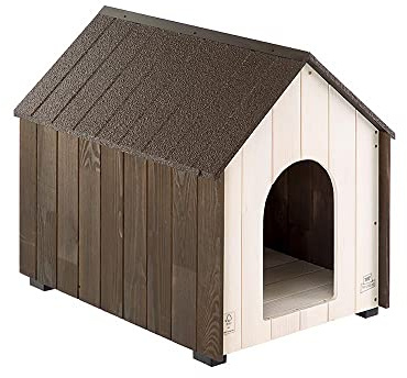 Ferplast KOYA FSC Wooden Dog House - Opening Roof, Sloping, Waterproof & Anti-UV Resin Treatment - Ventilation Grille - Insulating Feet - Finished Door - S, 44 x 57.5 xh 56 cm