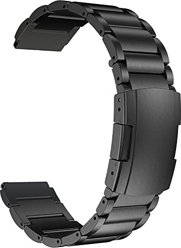 MaKTech Titanband,20mm Leichtes Metallglieder Armband,für Samsung Galaxy Watch 7 FE 6 5 4,40/42/43/44/45/46/47mm,Huawei GT 3 42mm (Schwarz)