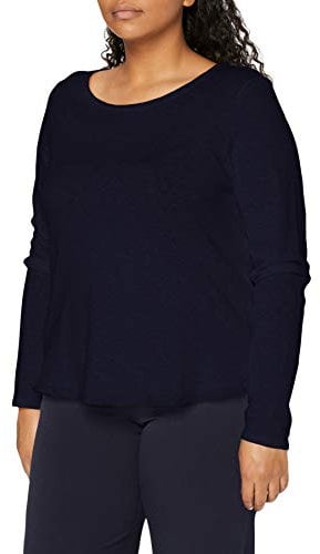 MARC O'POLO Denim Damen Langarmshirt aus Bio-Baumwolle mit U-Boot-Ausschnitt, Blau (Scandinavian Blue), XXS