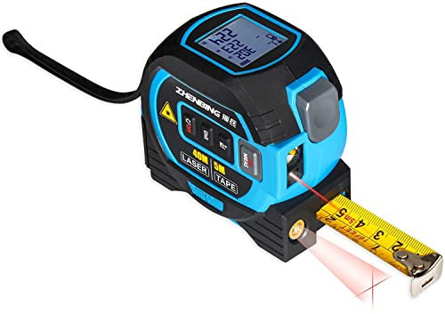 WINTAPE Laser Tape Measure 3-in-1 with Large LCD Display | Digital Laser Measurement Tool in/ft/m Scales up to 131ft/40M with calculations | Tape Measure 16ft/5M (in/ft/m)(Blue)