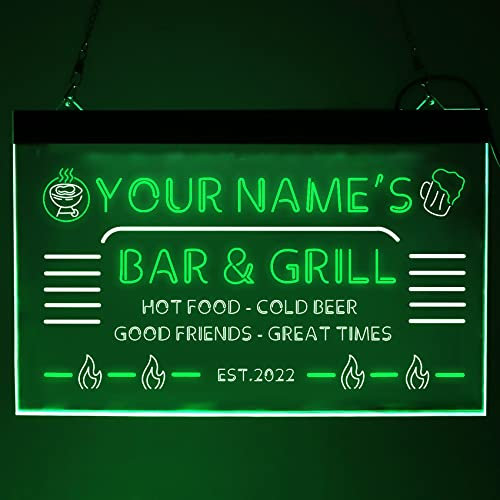 zouwii Personalisierte LED Backyard Bar & Grill Leuchtreklame/Innenbeleuchtung Dekor/Acryl Neon Wand Dekor/Bar Dekor/Personalisierte Leuchtreklame Wandkunst