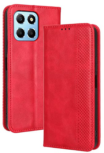 XINNI Cover per Honor 70 Lite 5G/X8 5G/X6 4G Custodia, retrò Flip Magnetica Pelle PU/TPU Portafoglio, Rosso