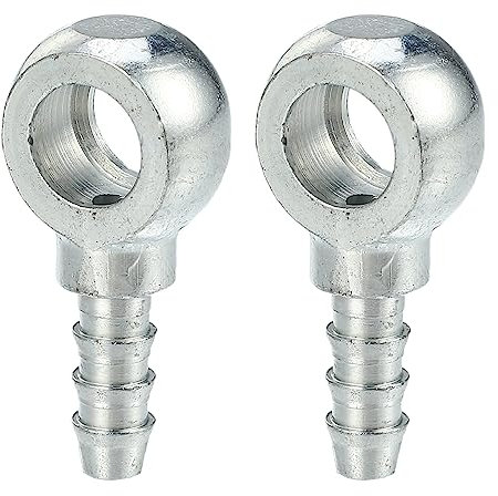 A ABSOPRO Raccords cannelés pour tuyaux à Boulon Banjo Raccord Universel Banjo Adaptateur de Ligne de Carburant pour Moto Voiture Ton Argenté - Lot de 2 Diamètre intérieur 8, diamètre extérieur 6 mm