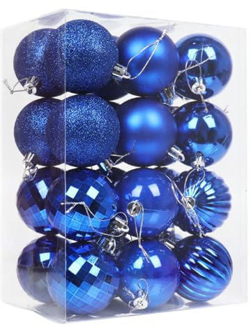 24 Pieces 60mm Christmas Balls Ornaments for Tree - Shatterproof Large Hanging Ball Decorations for Xmas Holiday Wedding Party, Royal Blue