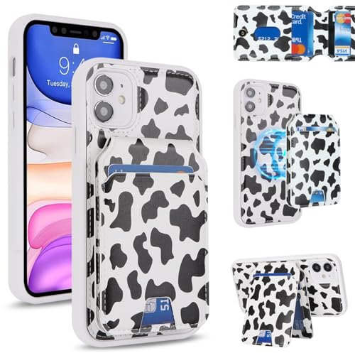 Zouzt for iPhone 11 Detachable 2 in 1 Wallet Case with Card Holder for Magsafe, Magnetic PU Leather Flip Credit Slot Protective Phone Cover Women Men for iPhone 11 6.1 Inch - Cow Print Black