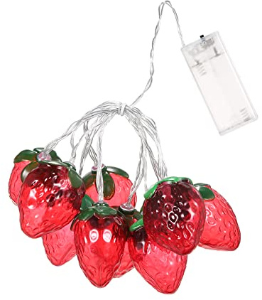 FUNFANG Lichter, 6,5FT 10Strawberry Lights Weihnachten Dekorative Lichterkette Hängende Lichter Immer Auf Licht für Festivals Ostern Karneval Partys, 2m