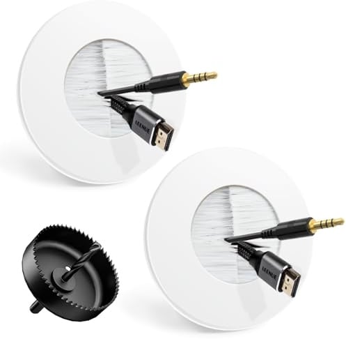 Escondidor de cables de TV con accesorio para taladro de sierra perforadora, paquete de 2