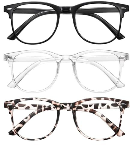 FEXPDL Blue Light Blocking Glasses 3 Packs Anti Glare Glasses, Lightweight Blue Light Glasses Womens Computer Glasses Blue Light Blocking, Fashion Blue Light Glasses for Women & Men