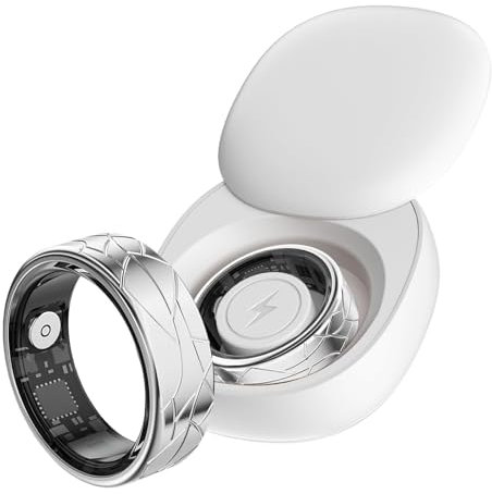 Smart Ring Golden Smart Ring Android Smartringe für Damen und Herren Fitness Ring Tracker Schrittzähler Herzfrequenzmessung Schlafmonitor Gesundheitsüberwachung Aktivitätstracker,Silber#10