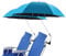 panthem 2PCS Sombrilla Playa para Silla con Abrazadera Universal, UPF 50+ 360 ° Ajustable Parasol Terraza, Sombrilla de Jardín para Patio Balcón Piscina Exterior, Azul claro, sin silla