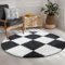 SANAT Milano Shaggy Teppich - Hochflor Teppiche für Wohnzimmer, Schlafzimmer, Küche - Schwarz Weiss, Größe: 150 cm Rund