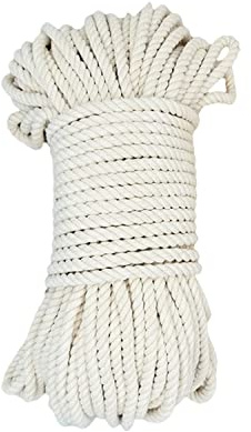 Ficelle de Jardin Corde en Coton Blanc 4-10 mm, Cordon en Coton Doux et Solide adapté au Jardinage, aux suspensions de Plantes et aux travaux manuels, Longueur 50 mètres, diamètre 4 mm (Color : White