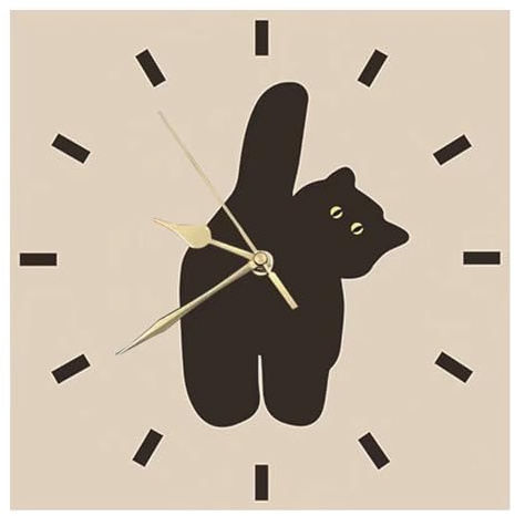astylishome Große Wanduhren, schwarze Katze, schlichtes Kätzchen, Tier, kreativ, niedlich, leise, nicht tickende Uhr für Zuhause, Büro, Kaffee, Restaurant, Dekoration, leise 1210