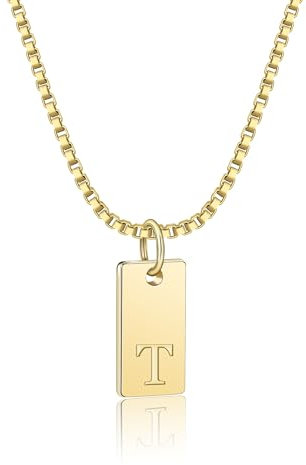 AILUOR Initiale Halsketten für Frauen, 14K Gold plattiert Buchstabe Name Anhänger Halskette zierlich Halskette für Frauen personalisiert Initiale A-Z Tag Kropfband Halskette (Initiale T, Gold)