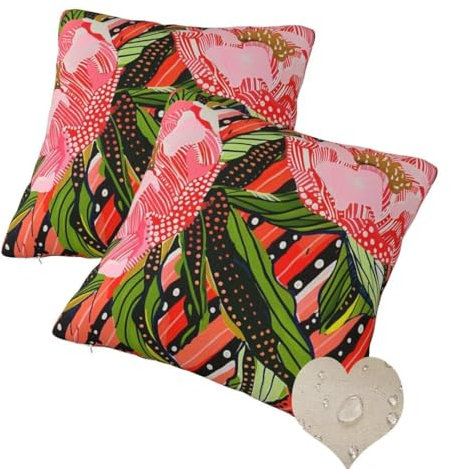 Outdoor Kissen Wetterfest 2er Set Kissenbezug 40x40 cm, Outdoor Kissenbezug Rosa Sommer Gartenkissen Mit ReißVerschluss, Deko Kissen Abstrakt Kuschelkissen für Balkon Patio Garten Deko, Gifts -xh93