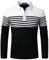 LUVCES Polo Manche Longue Homme Rayés Casual Coupe Ajustée Polo de Golf Couleur Contrastée Coton T-Shirts Tops Manches Longues Blanc + Noir M