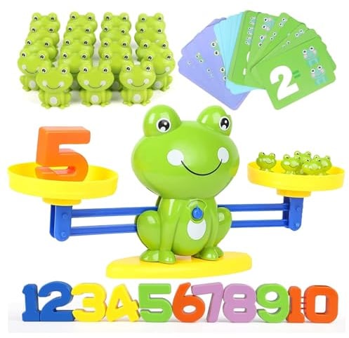 Probuk Lernspielzeug Mathe-Spiel, Zählen und Rechnen Lernen Frosch Lernspielzeug, Spielzeug für Kinder mit Waage und Zubehör, Lernspiele Kinderspielzeug Geschenk für Jungen Mädchen ab 5 Jahre