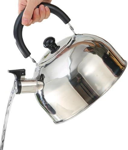 Hervidores de agua hirviendo, hervidor de agua de camping portátil, hervidor de silbato para cocina, hervidor de agua de camping con mango plegable para cocina, tetera portátil