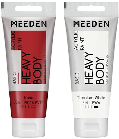 MEEDEN Peinture Acrylique Rouge Rosé: 100 ml Tube Peinture Acrylique Epaisse avec Couleur Blanche Titane Supplémentaire pour Débutant Adulte Artiste