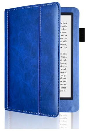 Étui pour Kobo Aura HD 6,8 Modèle : N204B Housse en cuir PU avec pour liseuse Kobo Aura HD Smart Slim Folio Cover avec fonction veille/réveil automatique pour Kobo Aura HD 6,8 (Bleu)