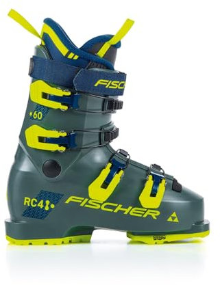 VDP Skischuhe Skistiefel für Kinder/Jugendliche - Fischer RC4 60 JR Junior - MP25.5 EU40 - Farbe: Grey - Kinder/Jugendliche Alpin Skischuhe - Flex 60 - Ski Stiefel Jugend Ski Boots - GripWalk