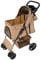 Haustierwagen mit der Fronttasche, abnehmbar, beige, faltbarer Träger, 15 kg Kapazität, Räder, Bremsen, Netzfenster, Korb, Getränkehalter, Taschen und wasserdichter Regenschutz