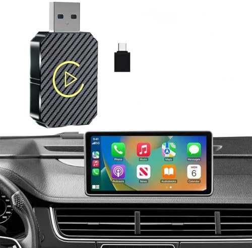 Carplay Wireless Adapter, Wireless Android Auto Adapter, 2-in-1 Konverter für kabellose Android Auto/Carplay, Unterstützung OTA-Updates, USB/Typ-C Plug & Play, Mini & Stabil