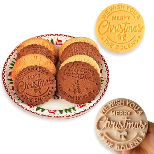 2024 Personalisierte Weihnachten Keksstempel Angepasste Weihnachten Keksstempel mit Familiennamen Frohe Weihnachten Keksstempel mit Griff zum Backen Keks Fudge Zuckerguss Dekorieren Cupcakes