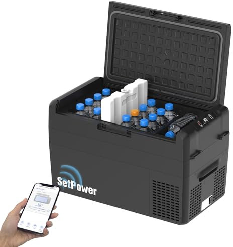 Setpower RF25 12V Frigorifero 27 Quart Portatile Elettrico Raffreddatore per Veicoli Congelatore Portatile Con 12/24V DC Frigorifero Auto 12V Frigorifero Portatile per Auto Campeggio Camion Van RV SUV