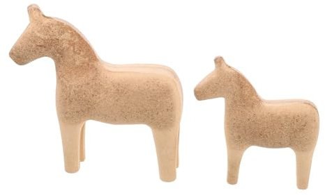 ERINGOGO 1 Paar Holzhandwerk Pferdestatue Heimdekoration Holz Tierfigur Pferdestatue Holzhandwerk Tischdekoration Holz