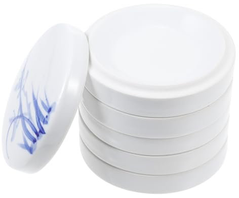 DIYEAH 1 Satz Keramikpalette Wasserpalette Neon Pinsel Neonfarbe Pinselwascher Palette Weiße Gouachefarbe Bausatz Halbe Pfannen Aquarell Leer Markierungen Weiß Keramik