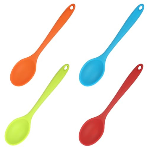 4Pcs Non Stick Baking Serving Spoon,21CM Silicone Mixing Spoons