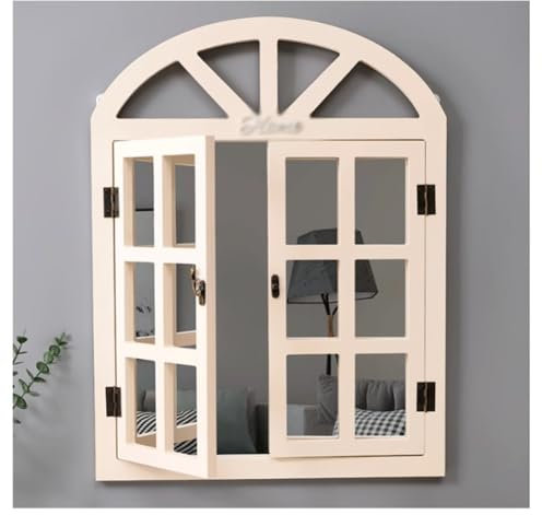 Specchio da parete in legno ad arco, stile vintage, da appendere, finta finestra decorativa per migliorare l'estetica della casa, del bar e del giardino