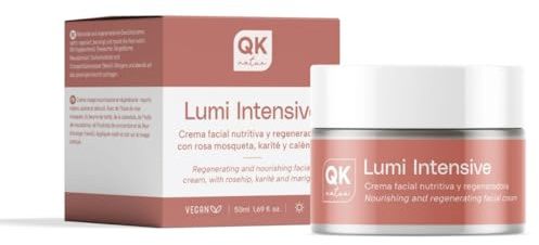 QKnatur - Lumi Intensive - Crema viso nutriente e rigenerante - Con idrolato di rosa canina, burro di karité, calendula e cetriolo - Per pelli secche e sensibili - Naturale e vegana - 50 ml
