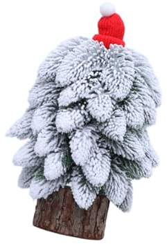 1. Árbol de Navidad esmerilado de 20 cm con base de madera, centro de mesa para decoración del hogar, fiestas, centros de mesa de Navidad