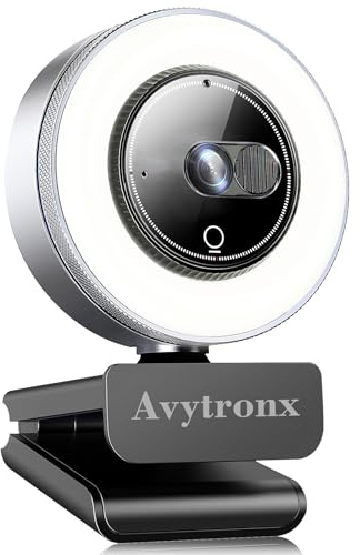 2K Webcam for PC with Microphone & Built-in Light, USB Computer Camera for PC/Laptop/Mac/Monitor, Streaming Webcam with Privacy Cover for Zoom/Skype/Teams/Video Calling/Conference/Online Classes