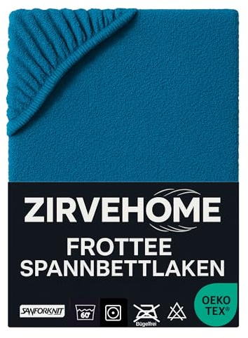 Frotte Spannbettlaken 90x200-100x200 cm - Winter Spannbetttuch Baumwolle Bettlaken warm Kuschelig Weiche Baumwolle Frottee Spannbettlaken für Matratzen bis 25 cm Höhe, Farbe Petrol