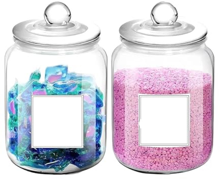 HUWOYG Wäschekapseln aus Glas, luftdichte Behälter zur Organisation und Aufbewahrung von Waschmittelpulver Für die Waschküche(2PCS)