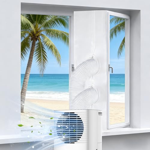 Klimaanlage Fensterabdichtung, 400cm Fenster Dichtungen für Mobile Klimaanlage, Airlock Fensterabdichtung für Drehfenster Kippfenster Dachfenster, Kein Bohren, Wasserdicht,für 1 Oder 2 Abluftschläuche