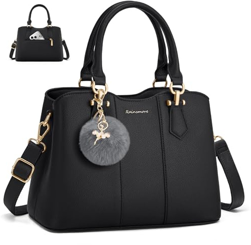 RAINSMORE Handtasche Damen Mittelgroß PU Leder Damenhandtaschen Klein Henkeltaschen Damen Umhängetasche Tasche für Täglich, Arbeit