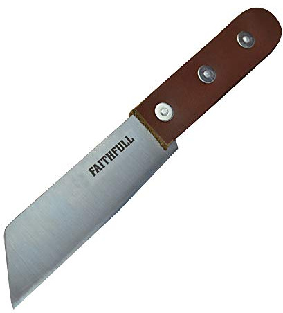 Faithfull FAIKHACK Hacking Knife - Leather Handle, Silver, 112mm