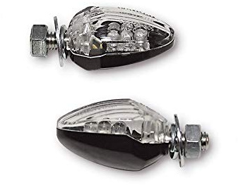 SHIN YO LED Blinker DROP (Black) | 2x Blinkleuchte als Paar mit schwarzem Kunststoffgehäuse, transparentem Glas, orange Lichtfarbe, dreieckiger Form und 12 V.