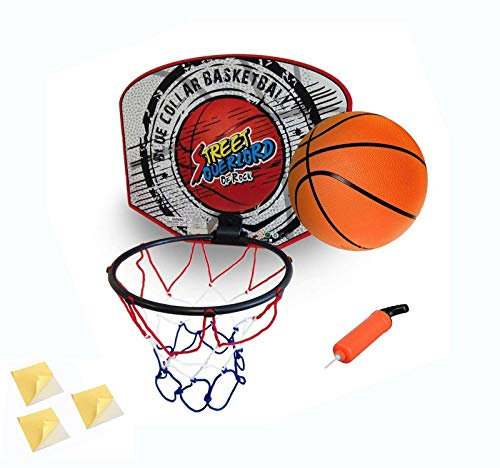 kidoloopKids Basketball Hoop Set with Hard PVC Backboard, Hanger Hook Indoor Outdoor Basketball Set with Net Ball Portable Sport Toys for Kids Basketball Setwith Ball Pump Toy Set