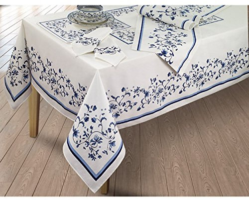 Spode Avanti Linens Table Cloth, Rectangular Table Cloth, Stylish Home Decor (60x 84, Portofino Blue)