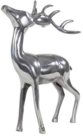 SHINE Deko Hirsch stehend Figur poliertes Aluminium Höhe ca. 38 cm