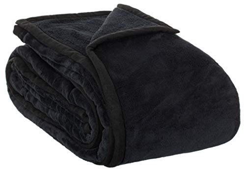 Brandsseller XXL Kuscheldecke Microfaser Tagesdecke - Größe: 220 x 240 cm - Farbe: Schwarz