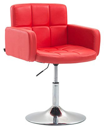 CLP Design Loungesessel LOS Angeles mit Kunstlederbezug | Höhenverstellbarer Esszimmerstuhl mit Trompetenfuß erhältlich, Farbe:rot